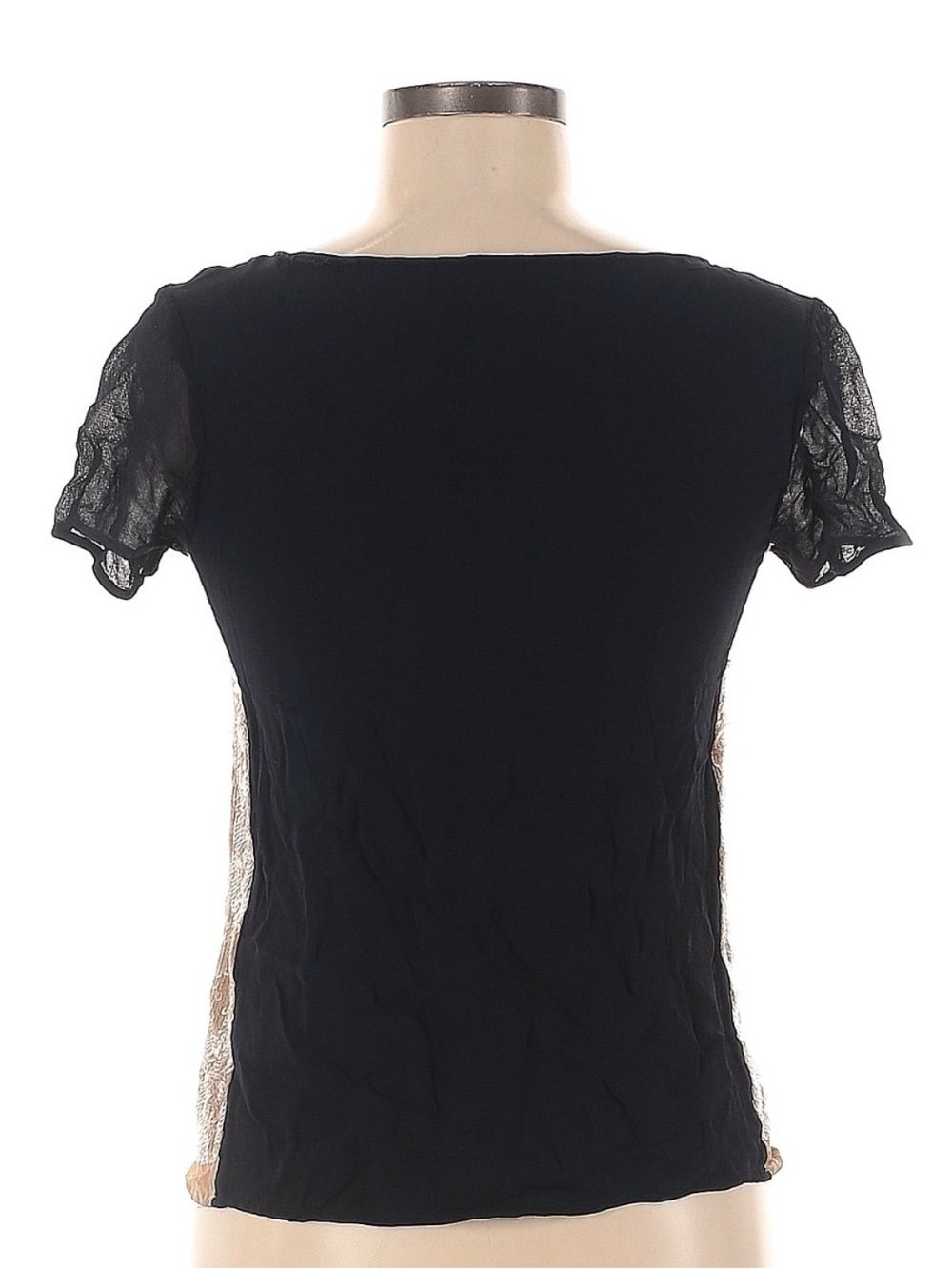 All Saints Black Short Sleeve Lace-Trim Tee